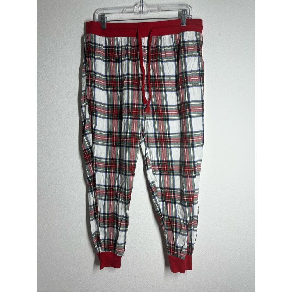 Stars Above Cotton Flannel Pajamas Pants Plaid Christmas Theme Size L